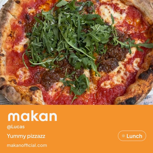 Wood-fired pizza on Makan