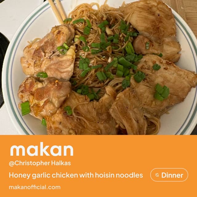 Garlic chicken noodles on Makan