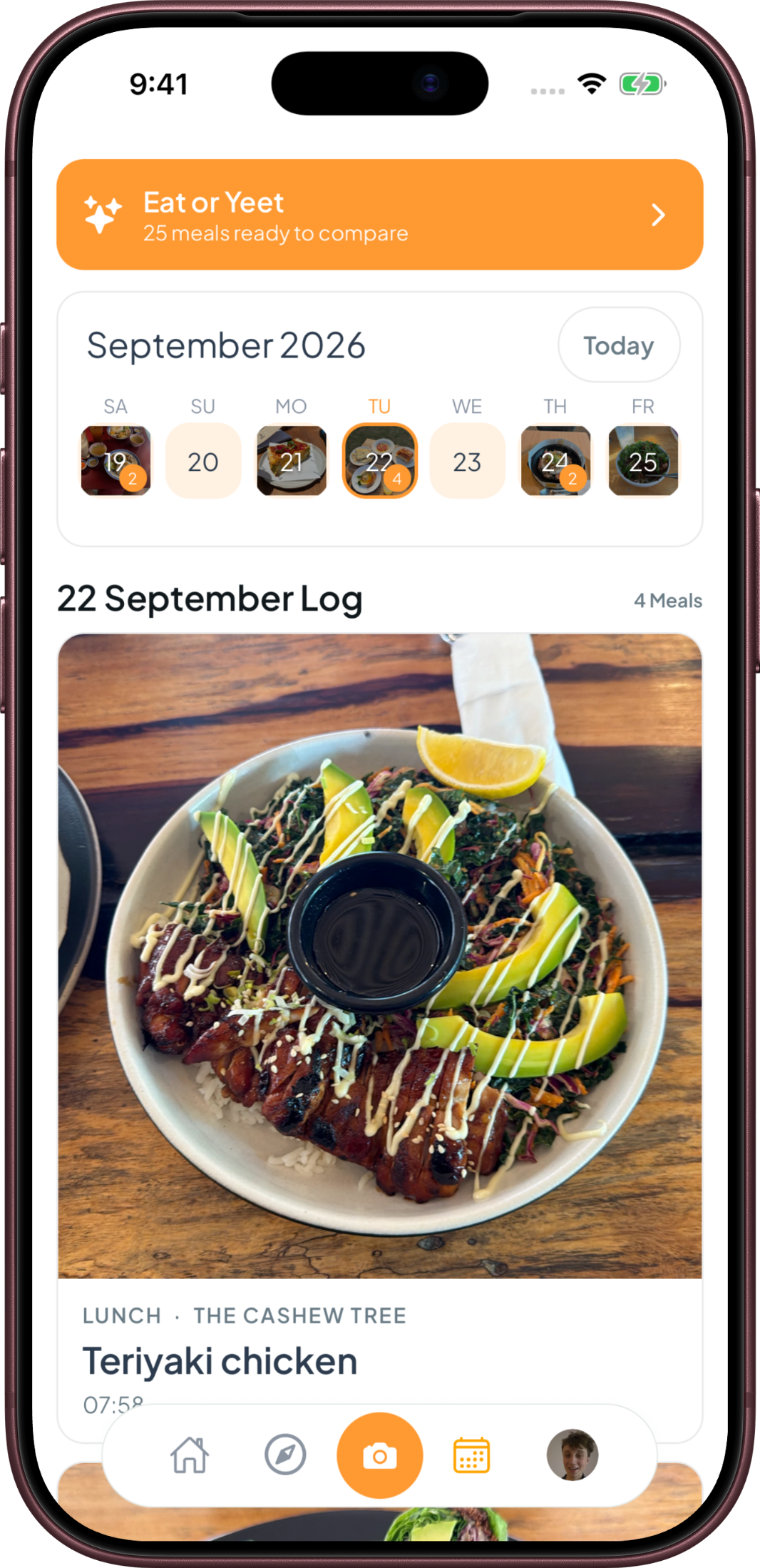 A saved Teriyaki chicken meal at The Cashew Tree in the Makan diary