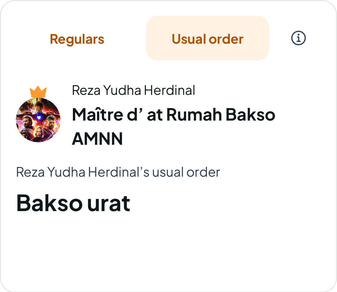 Reza Yudha Herdinal, Maître d’ at Rumah Bakso AMNN. His usual order is Bakso urat.