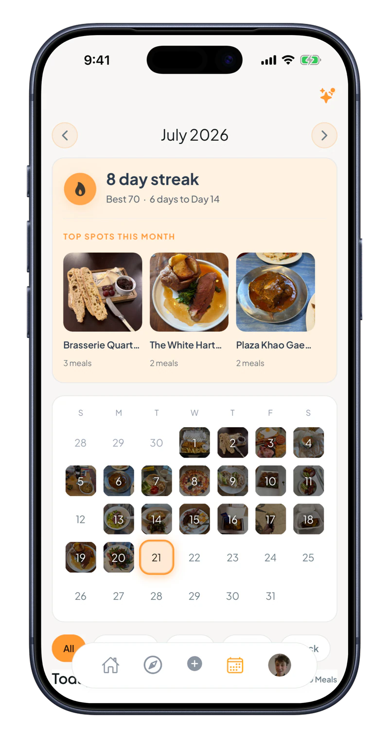 Makan diary showing a month of saved meals