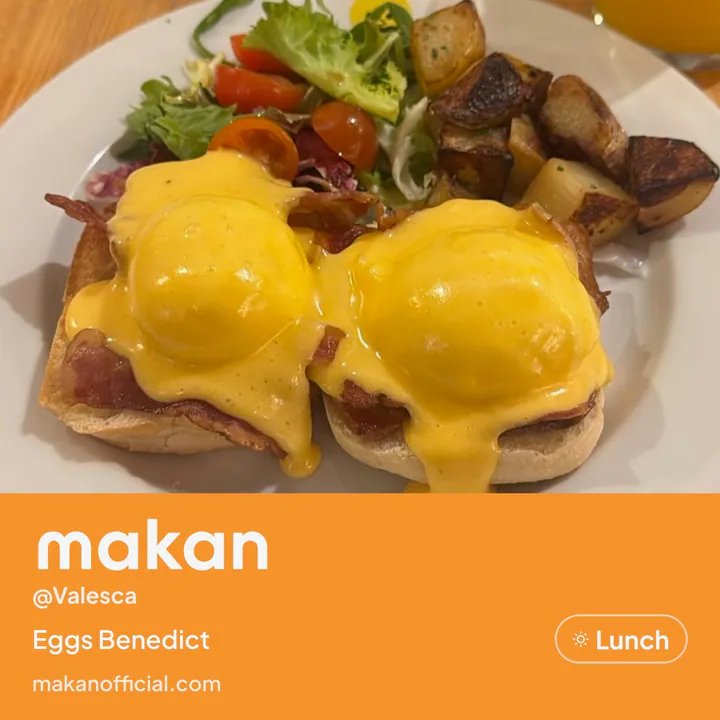 Valesca's Eggs Benedict, shared from Makan as a meal card.